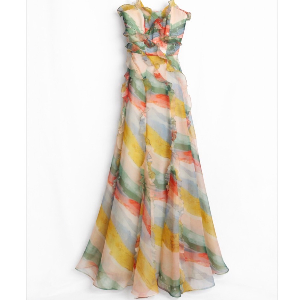 Hutch Strapless Watercolor Maxi Dress 2 - Picture 2 of 7